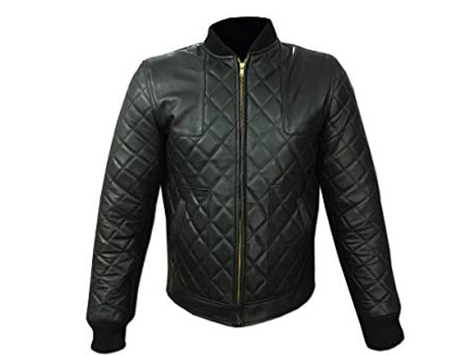 David Beckham Black Leather Quilted Jacket