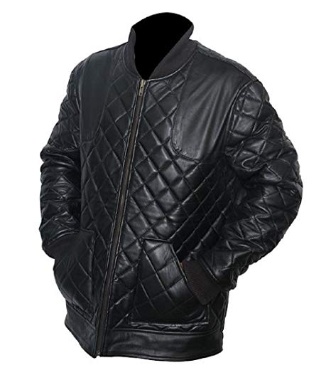 David Beckham Black Leather Quilted Jacket