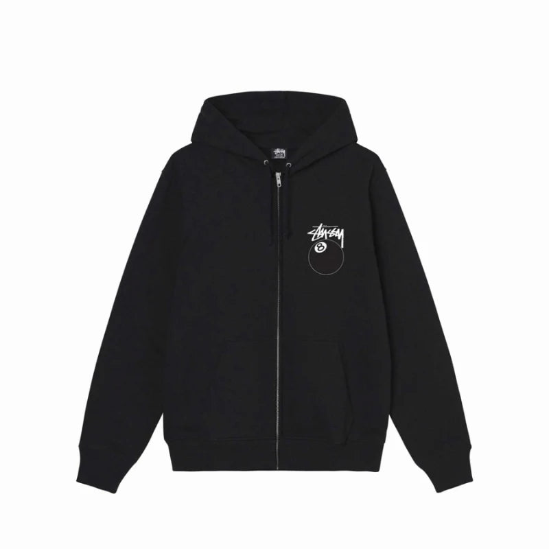 8 Ball Stussy Black Zipper Hoodie