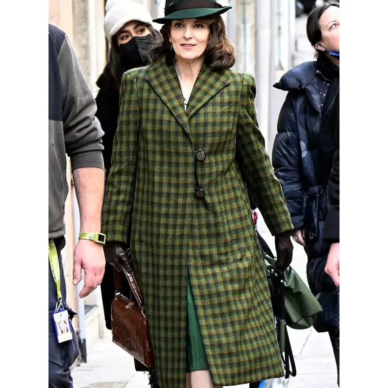 A Haunting In Venice Tina Fey Plaid Coat