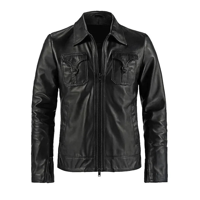 Men's Adam Casual Black Leather Jacket