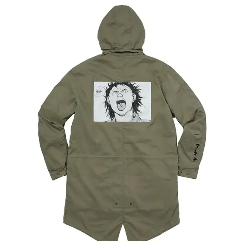 Akira Supremely Fishtail  Green Cotton Hooded Parka Jacket