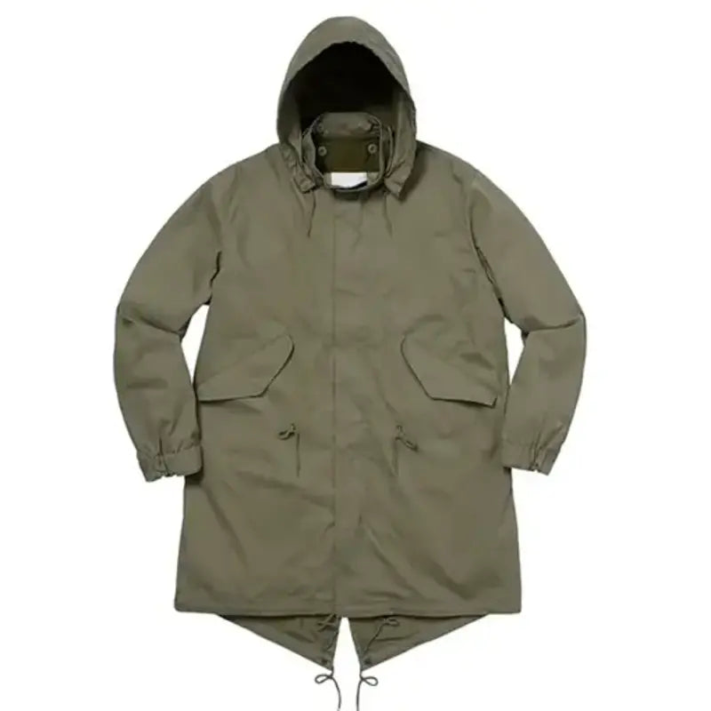 Akira Supremely Fishtail  Green Cotton Hooded Parka Jacket