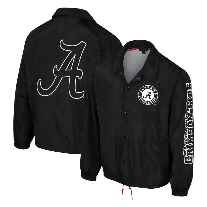 Alabama Crimson Black Full-Snap Coaches Jacket