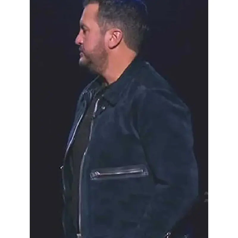 American Idol S22 Luke Bryan Blue Suede Jacket