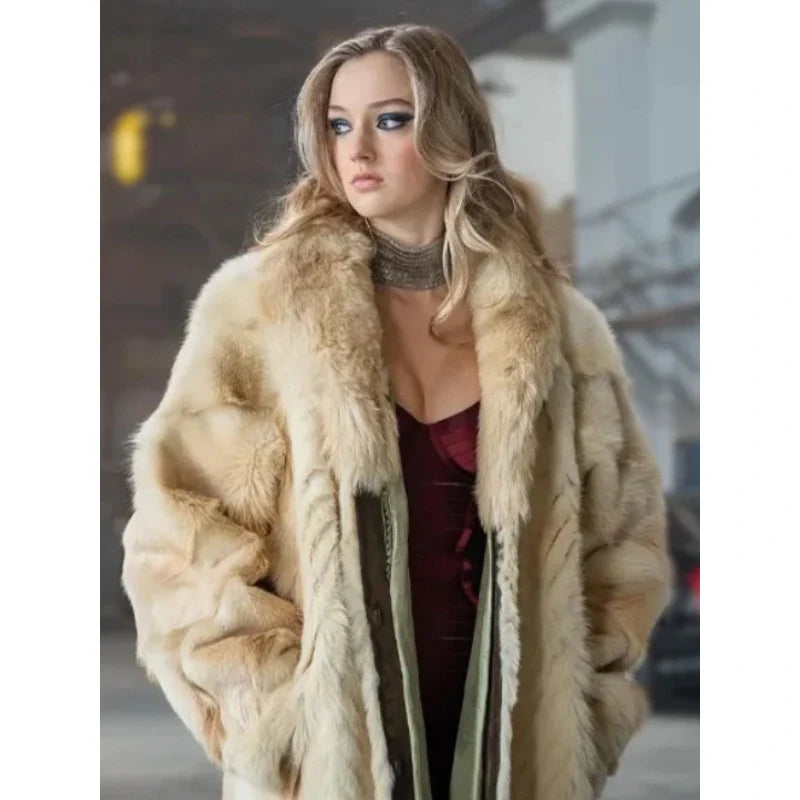 April X Lilly Krug Long Fur Coat For Women