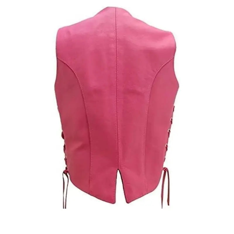 Avery Side Lacer Pink Leather Vest