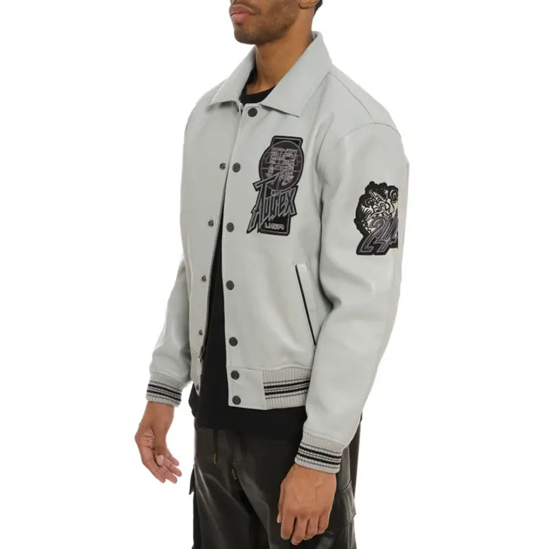 Avirex Dragons Grey Leather Jacket