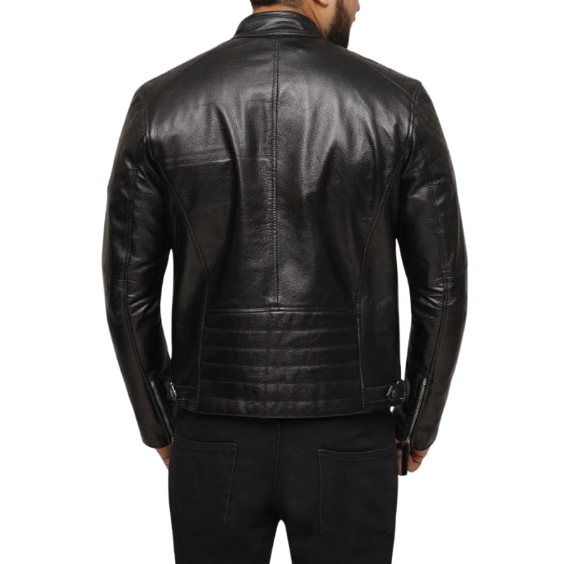 Men's Black Genuine Leather Biker Jacket