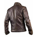 Men’s Cafe Racer Distressed Leather Brown Jacket