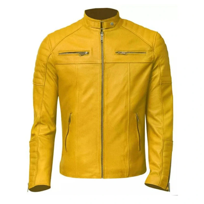 Cafe Racer Motorcycle Leather Men's Jacket