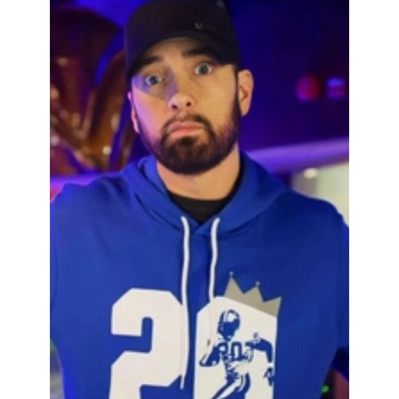  Eminem Barry Sanders Blue Pullover  Hoodie