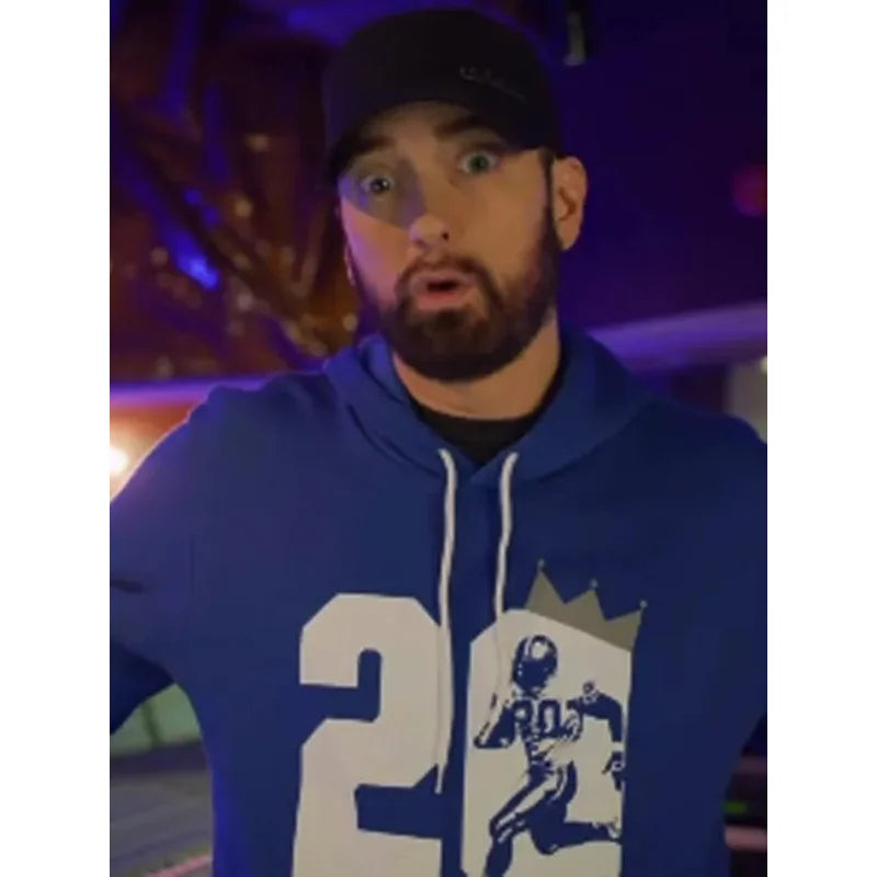  Eminem Barry Sanders Blue Pullover  Hoodie