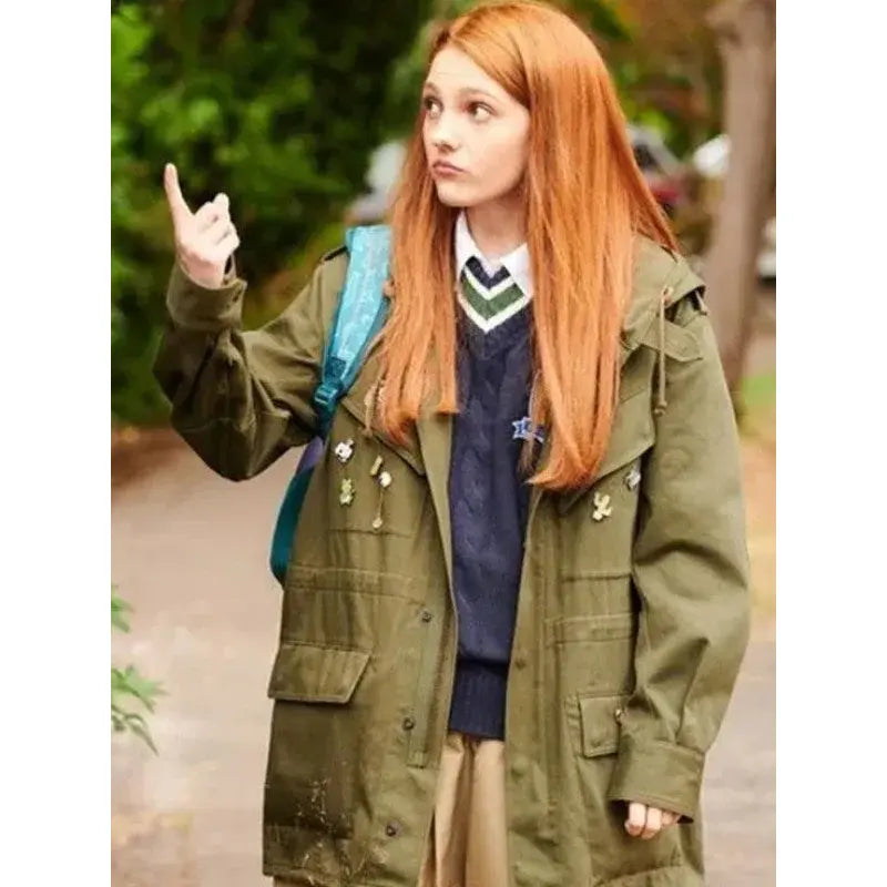 Geek Girl 2024 Emily Carey Green Cotton Hooded Jacket