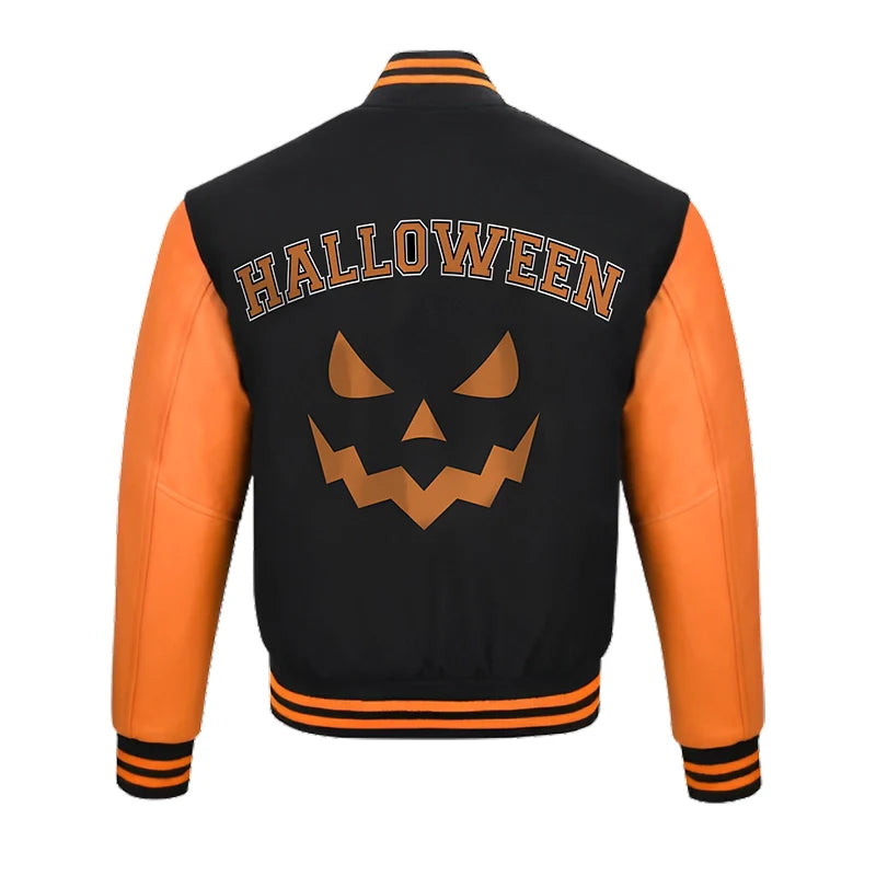 Halloween Pumpkin Black and Orange Bomber Jacket