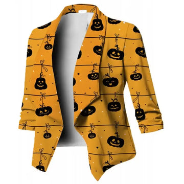 Men’s and Women’s Halloween Pumpkin Printed Blazers