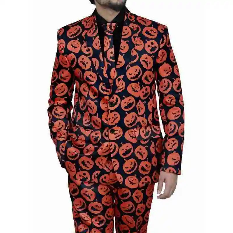 Halloween Costume Spooky Pumpkin Printed Suit