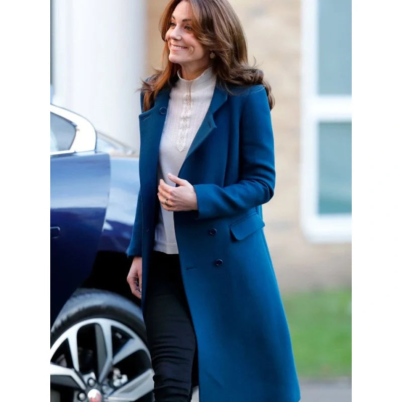 Kate Middleton Teal Blue Trench Coat