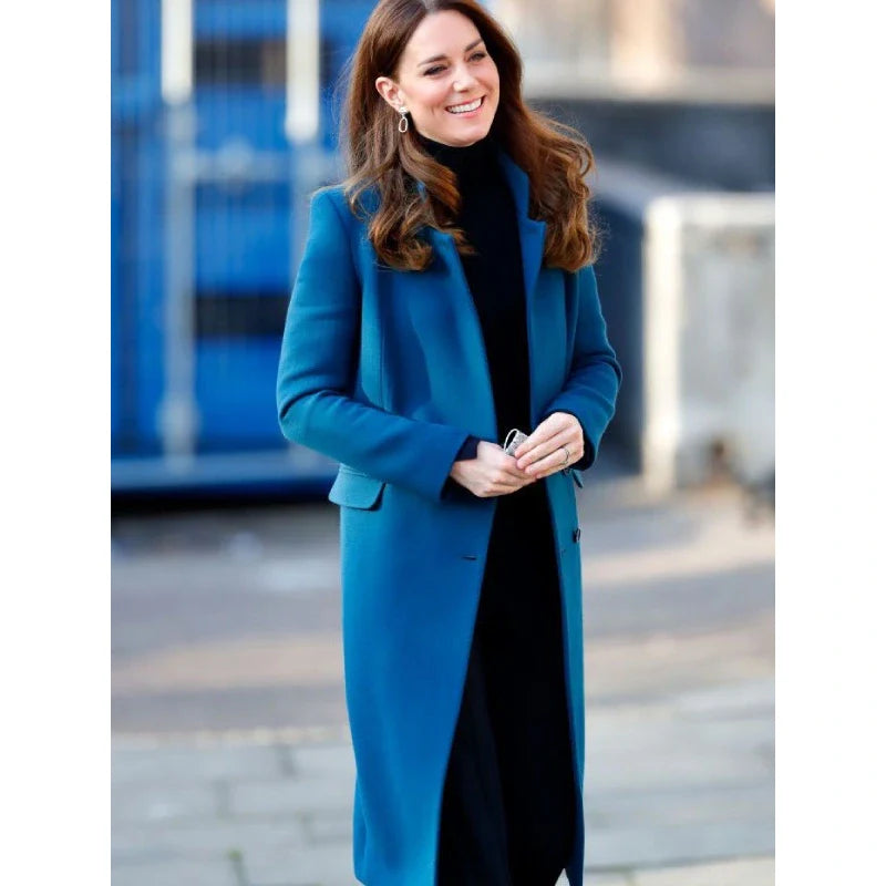 Kate Middleton Teal Blue Trench Coat