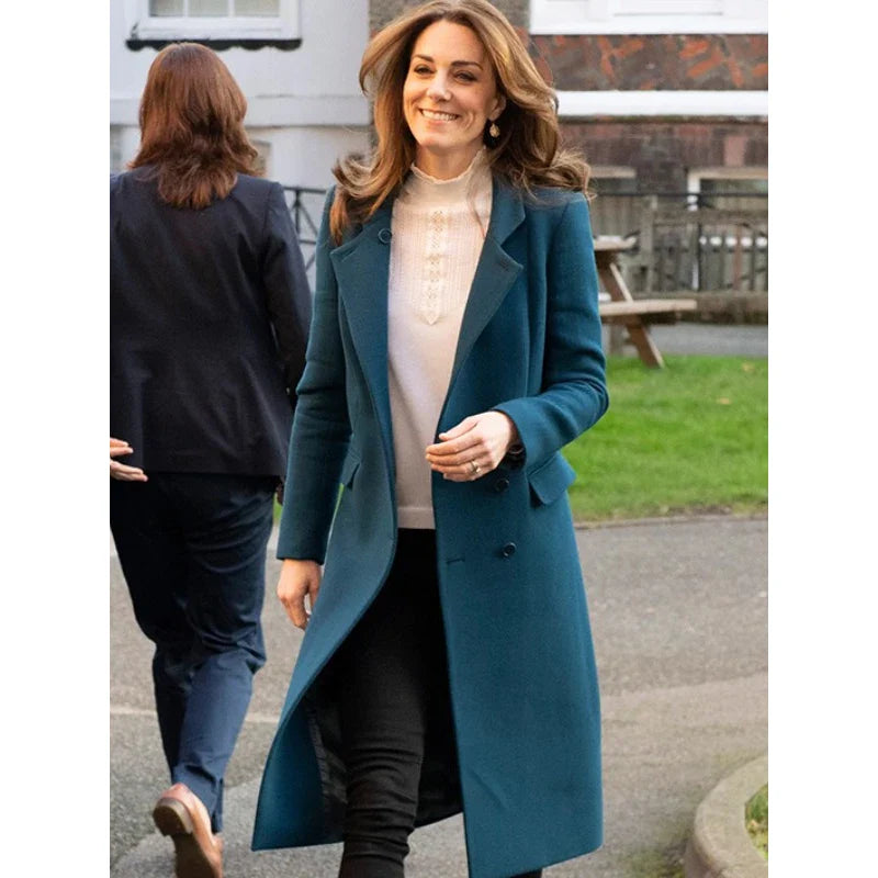 Kate Middleton Teal Blue Trench Coat