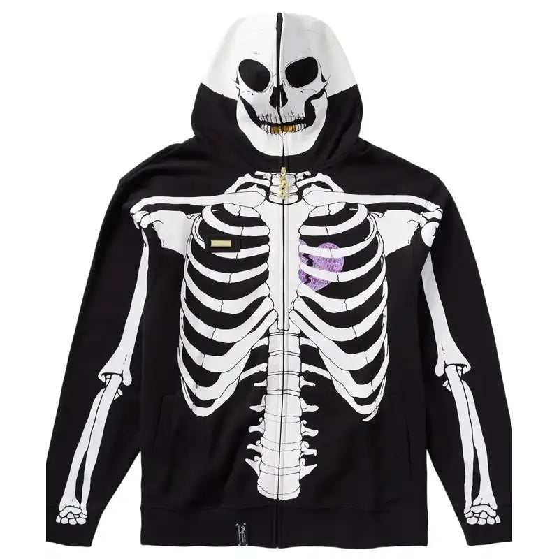 Halloween Skeleton Lrg Dead Serious Zip Up Hoodie