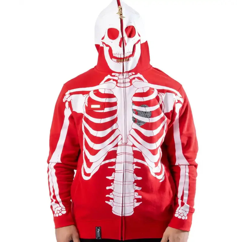 Halloween Skeleton Lrg Dead Serious Zip Up Hoodie