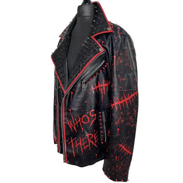 Studded Rock Goth Punk Style Black and Red Leather Jacket