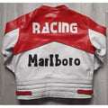 Marlboro White and Red Leather Moto Jacket