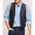 Mens Bison Leather Black Vest