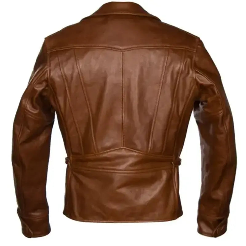 Motorcycle Brown Leather Jacket For Men