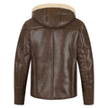 Hooded Brown Shearling Leather Men's Jacket