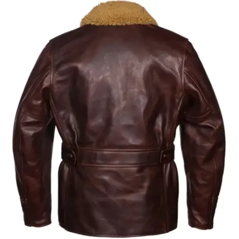 Brown Shearling Leather Men’s  Coat