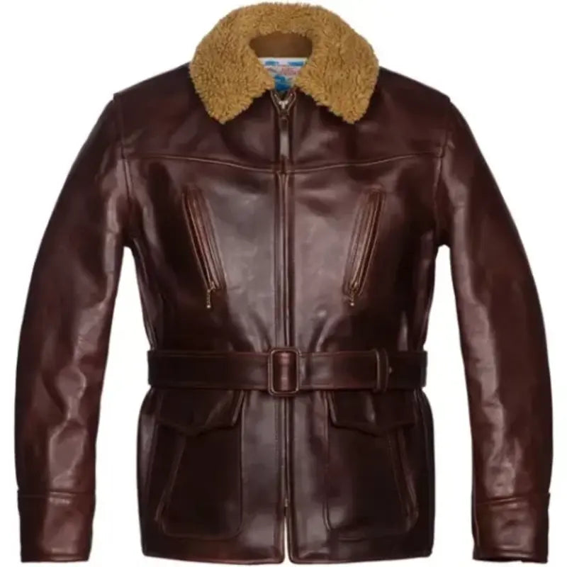 Brown Shearling Leather Men’s  Coat