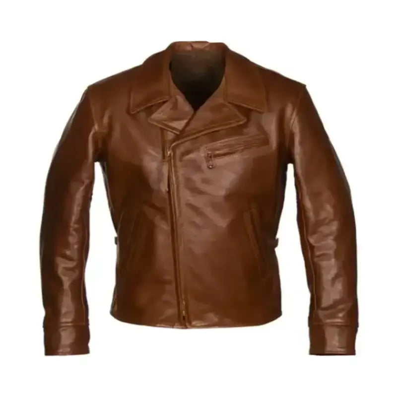 Motorcycle Brown Leather Jacket For Men