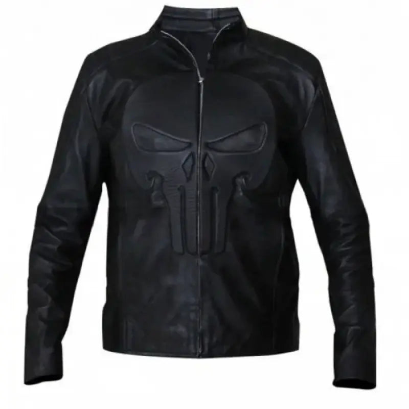 Punisher Skull Black Leather Men’s Jacket