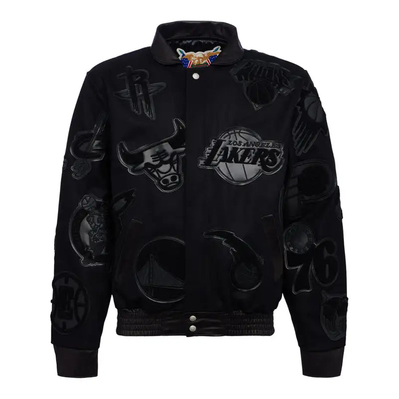 NBA Collage All Black Varsity Jacket