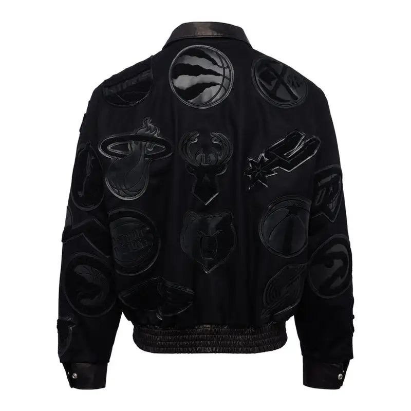 NBA Collage All Black Varsity Jacket