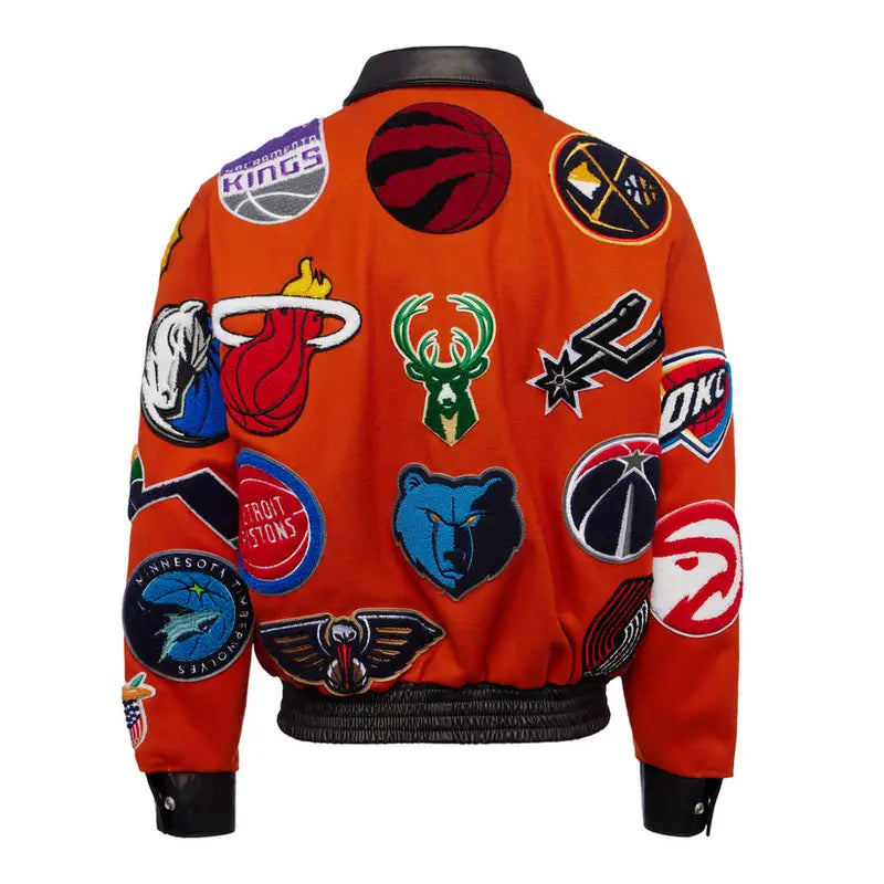 NBA Collage Orange Varsity Jacket