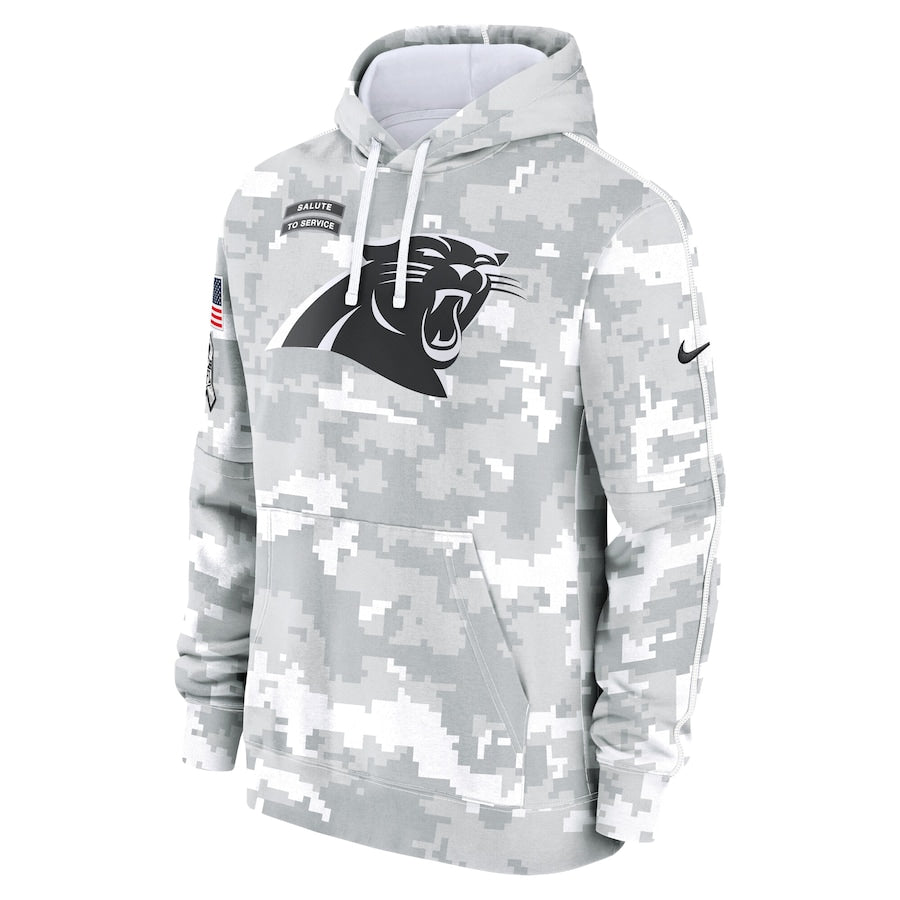 NFL Carolina Panthers Nike Arctic Camo Salute to Service Club 2024 Pullover Hoodie