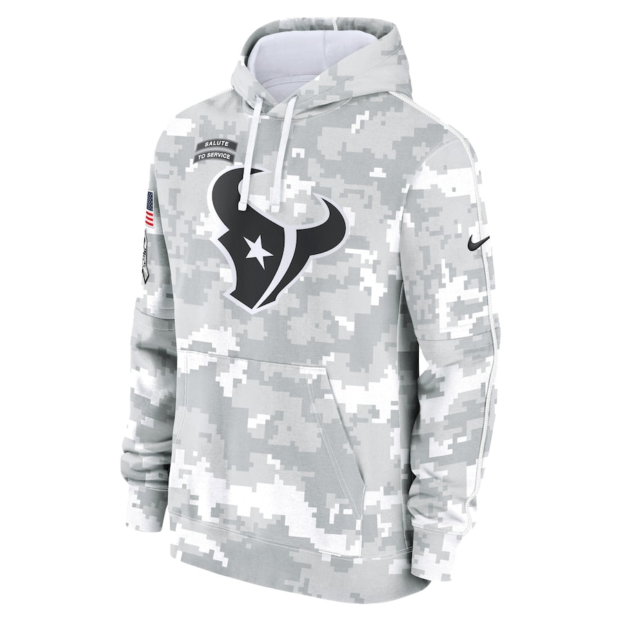 NFL Houston Texans Nike Arctic Camo Salute to Service Club 2024 Pullover Hoodie