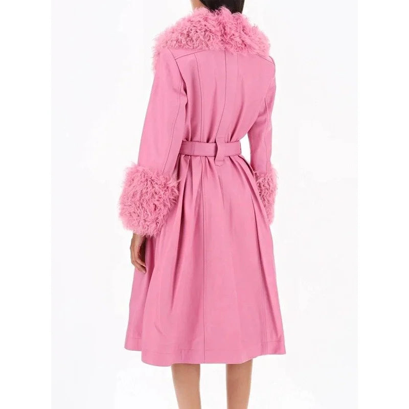 Nashville Big Bash Elle King Pink Shearling Leather Women's Coat