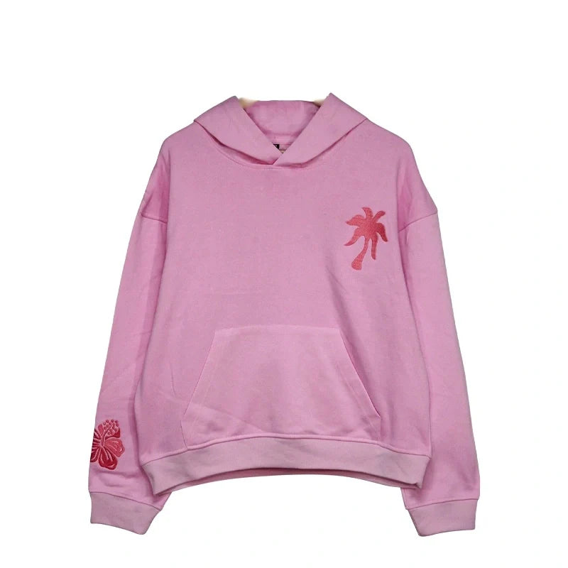 Palm Puff Pullover Pink Hoodie