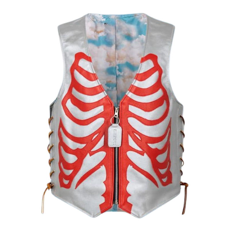 Punisher White Skeleton Leather Vest