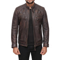 Men's Quilted Distressed Leather Jacket