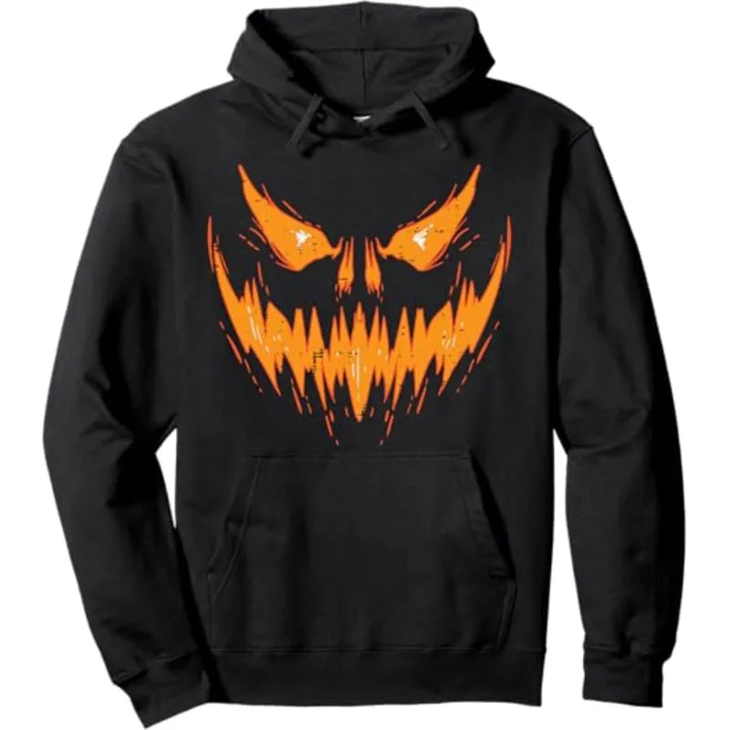 Scary Spooky Jack O Lantern Face Pumpkin Halloween Pullover Hoodie