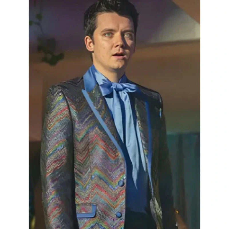 Sex Education S04 Asa Butterfield Multi-Zig Zag Multicolor Blazer