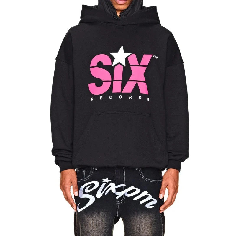 Six Black Pullover Hoodie