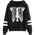 Spadehill Halloween Long Sleeve White Skeleton Hoodies
