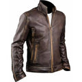 Men’s Cafe Racer Distressed Leather Brown Jacket