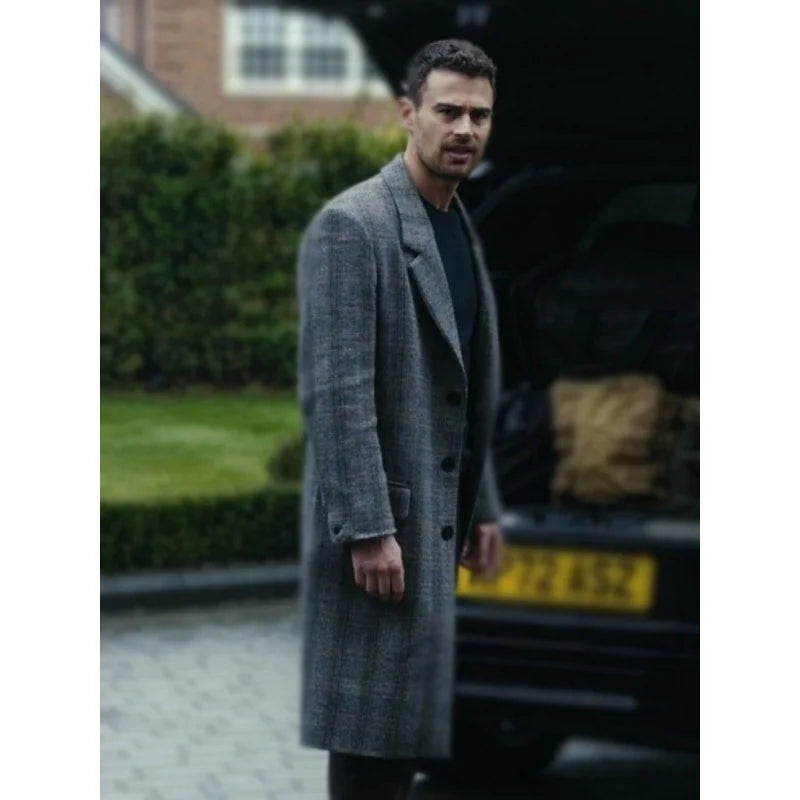 The Gentlemen 2024 Theo James Grey Plaid Coat